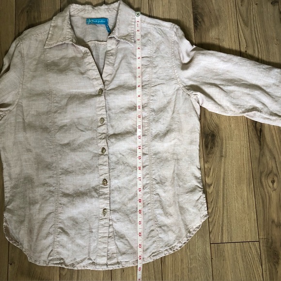 Women’s Fresh Produce Beige Button-Up Linen Shirt size S - Picture 9 of 12
